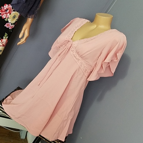 Stunning pink boho dress CRISS CROSS BACK - Picture 5 of 7